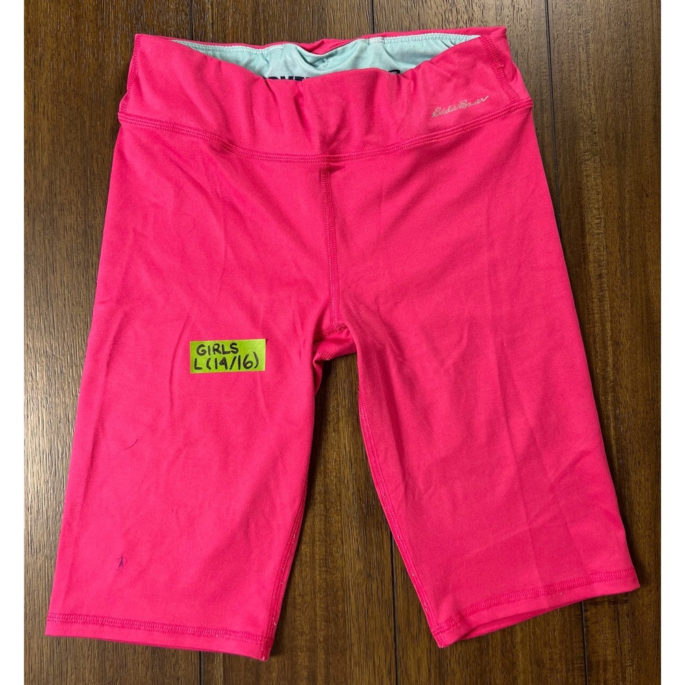 Eddie Bauer Girls Pink Bike Shorts Size L 14/16 Athletic Stretch Spandex Pink